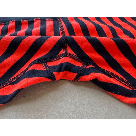 Lululemon Wunder Under Crop Leggings, Navy Blue with Neon Orange Stripe, Size 8 - Picture 7 of 10